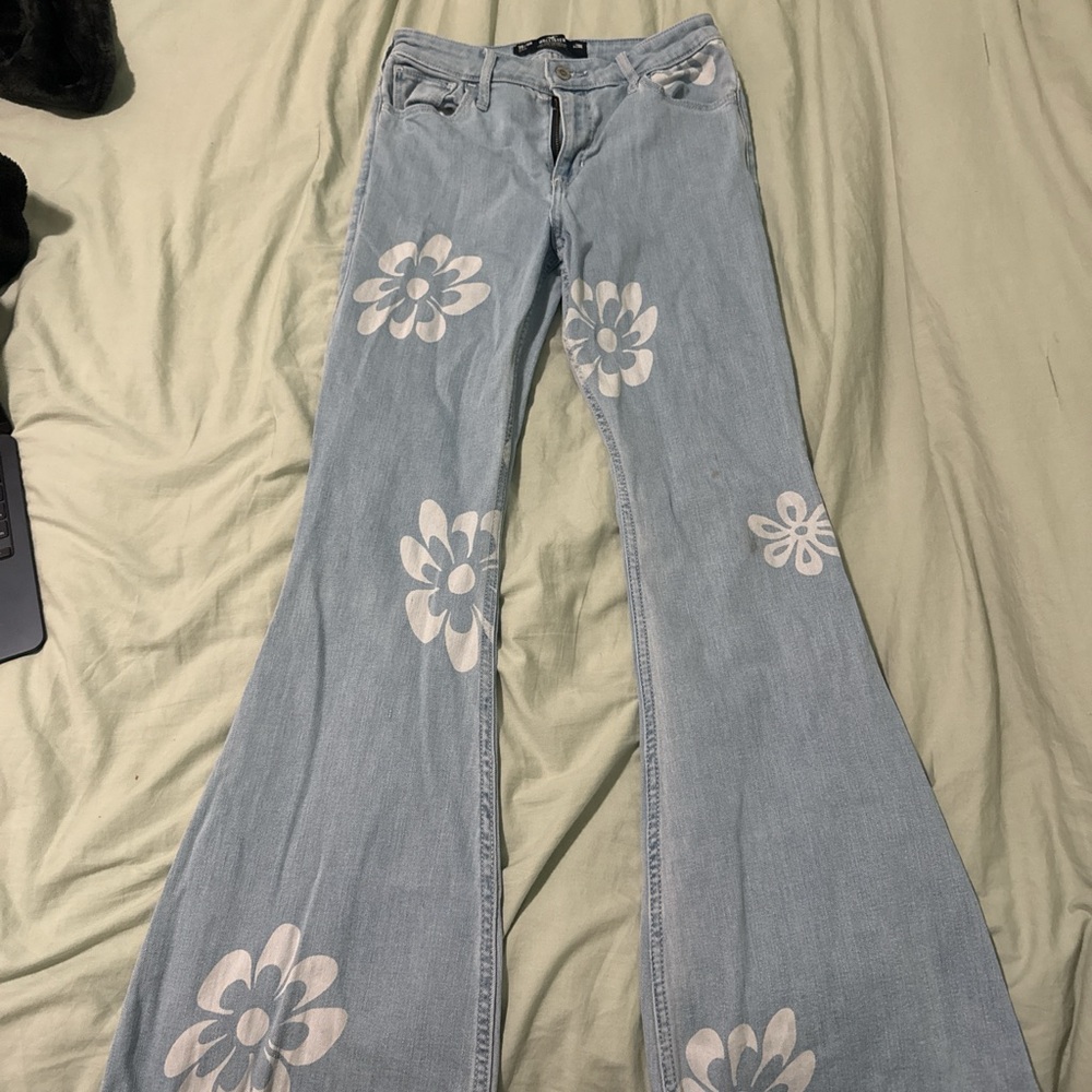 Floral Printed High Rise Flare Jeans